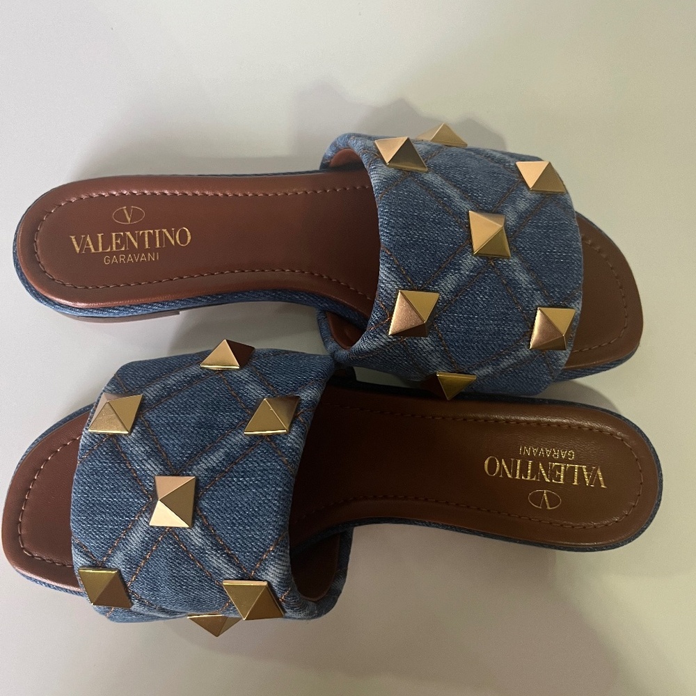Valentino Denim Stud Sandals